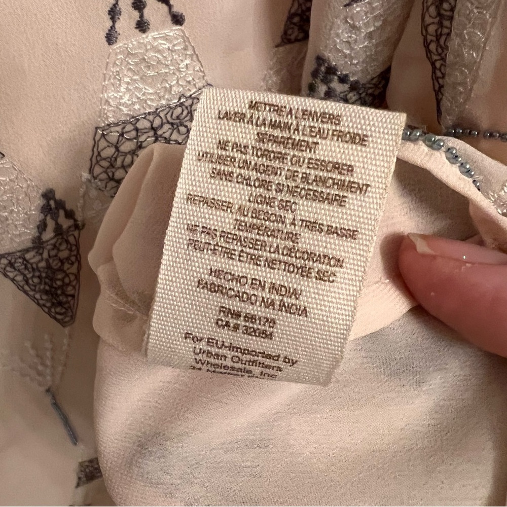 Free People "Frances Bean" Mini Beaded and Embroidered Pale Pink Shift Dress XS - Picture 9 of 10